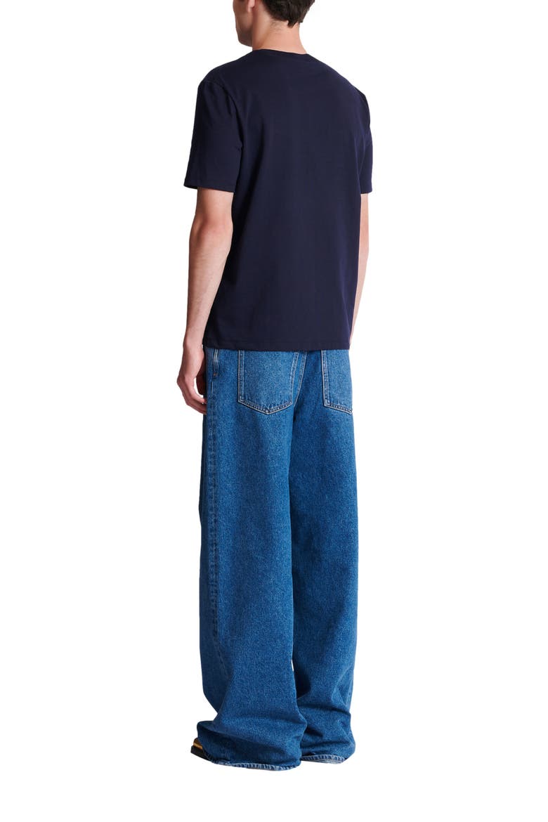 T-shirt with Balmain Paris print, Alternate, color, navy