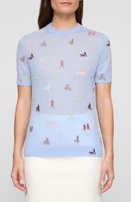 Lafayette 148 New York New York Embroidered Cashmere Sweater