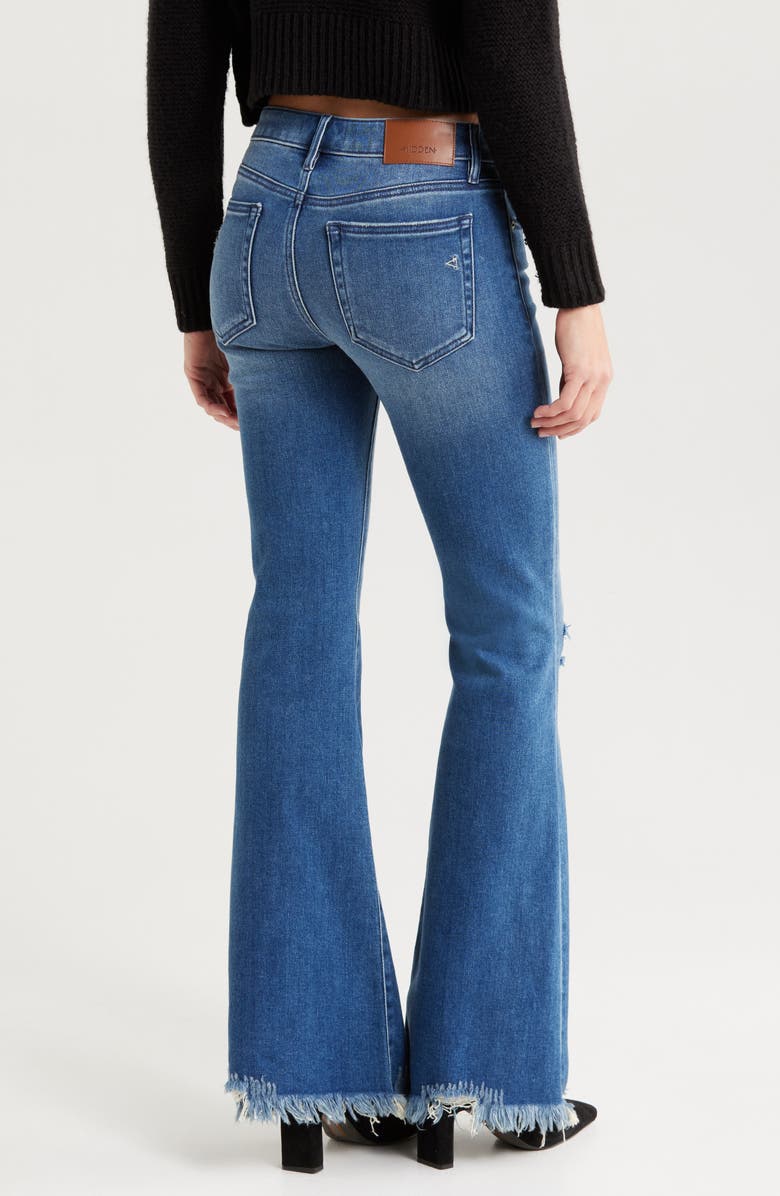HIDDEN JEANS Ripped Mid Rise Flare Jeans, Alternate, color, Dark Wash