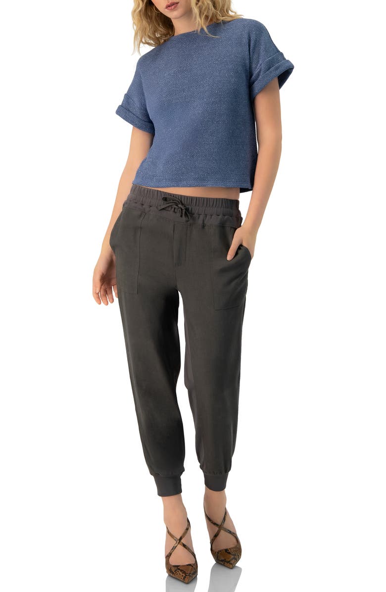 IVONNE Straight Knit Blouse with Crew Neck, Alternate, color, Blue