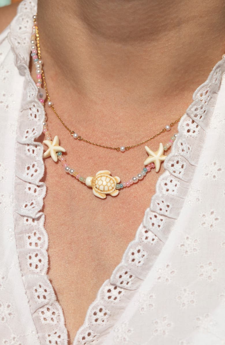 Girls Crew Turtle Bay Beaded Necklace, Alternate, color, Gold