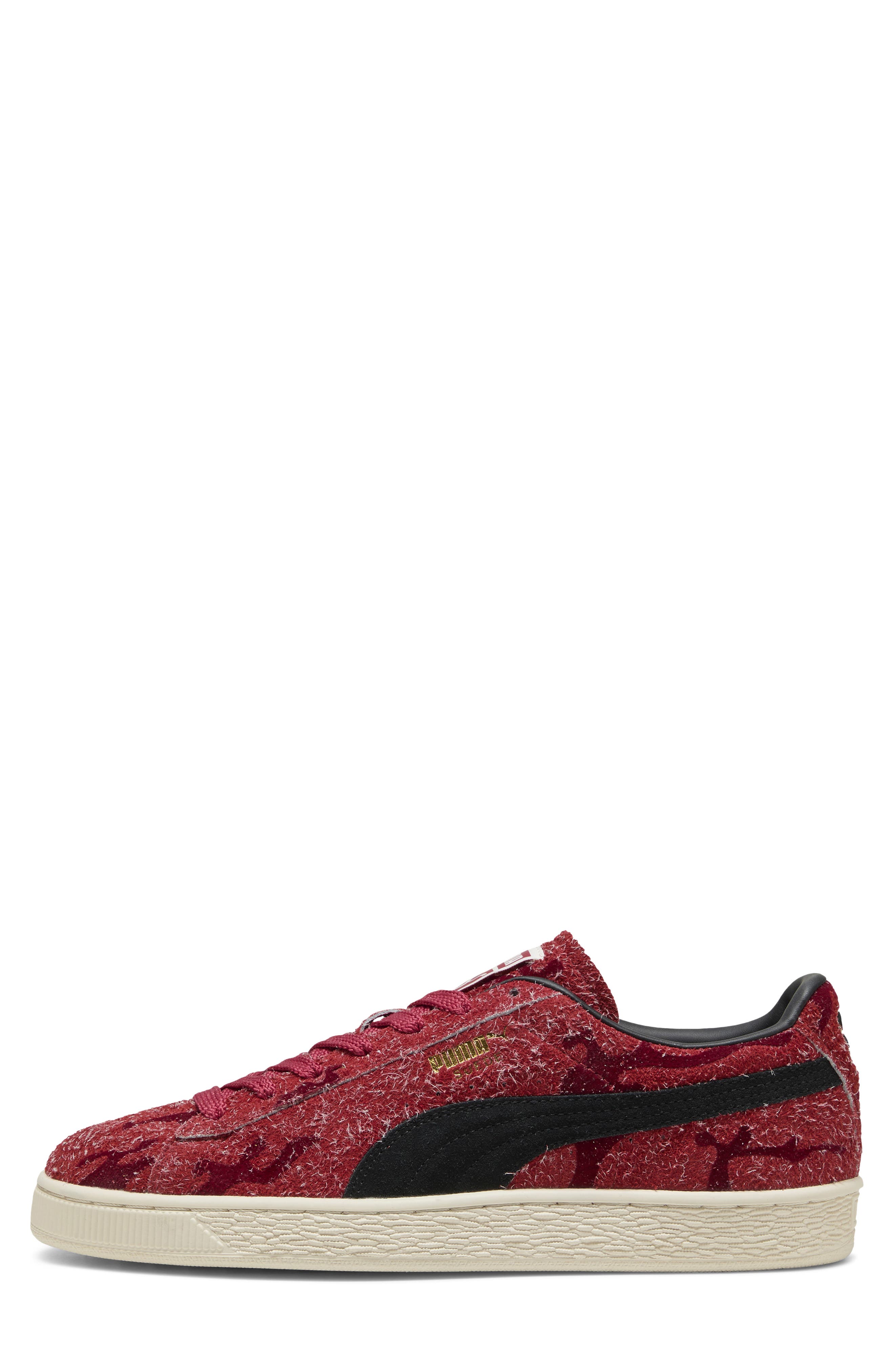 Suede Flock Sneaker, Alternate, color, RED RHYTHM/ INTENSE RED