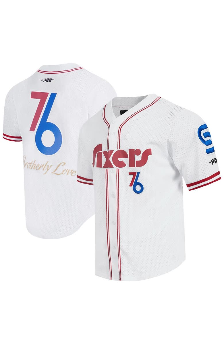 PRO STANDARD Men's Pro Standard White Philadelphia 76ers 2024/25 City Edition Mesh Baseball Jersey, Alternate, color, 