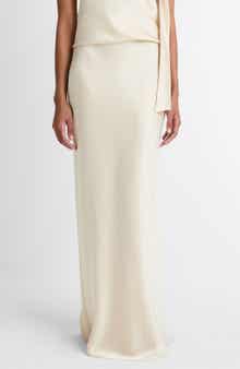 Satin Bias Column Skirt