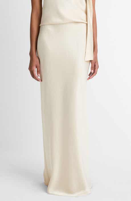 Satin Bias Column Skirt