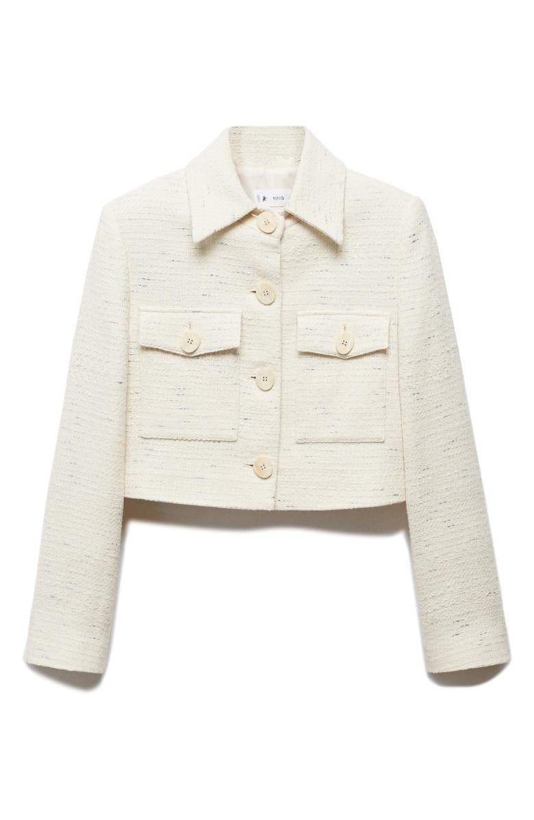 MANGO Patch Pocket Tweed Jacket, Alternate, color, Ecru