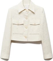 MANGO Patch Pocket Tweed Jacket