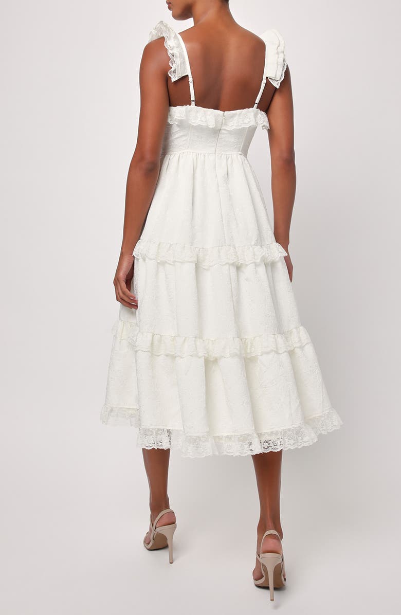 Lulus Serenity Jacquard Midi Dress, Alternate, color, Ivory