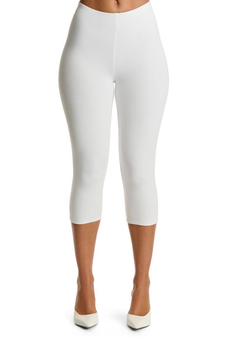 Naked Wardrobe Smooth Sculpt Crop Leggings, Main, color, White
