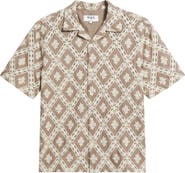 Wax London Didcot Diamond Lace Inset Button-Up Camp Shirt