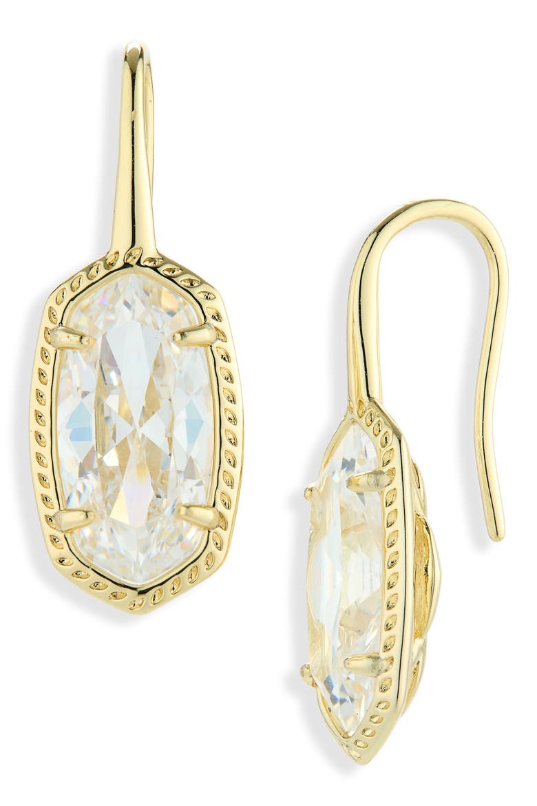 Lee Luxe Drop Earrings, Main, color, GOLD WHITE CUBIC ZIRCONIA