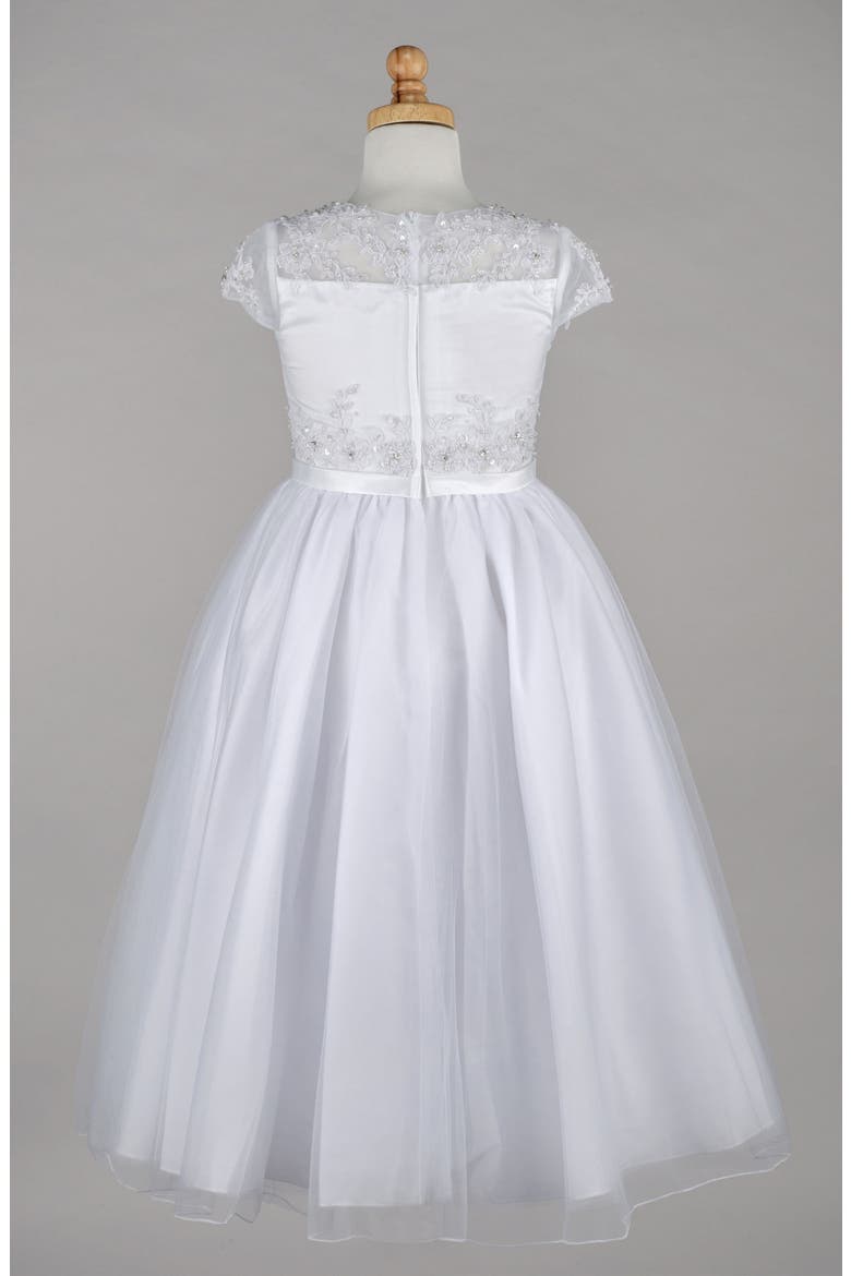 Beaded Lace Bodice First Communion Dress, Alternate, color, WHITE