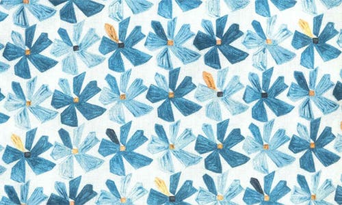 Scott Barber Floral Cotton Voile Button-up Shirt In Blue