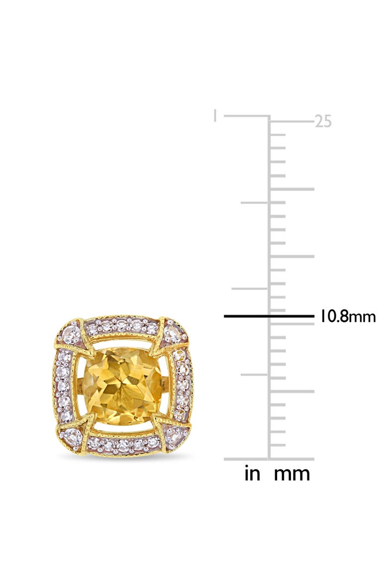 Gemstone & Diamond Halo Stud Earrings 10k, Alternate, color, Citrine/Yellow Gold