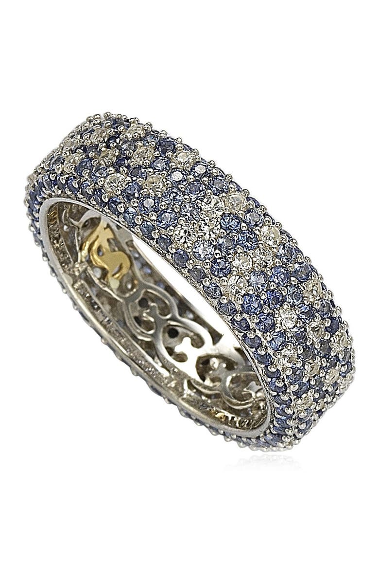SUZY LEVIAN Sterling Silver Pavé Blue Sapphire & Created White Sapphire Ring, Alternate, color, 
