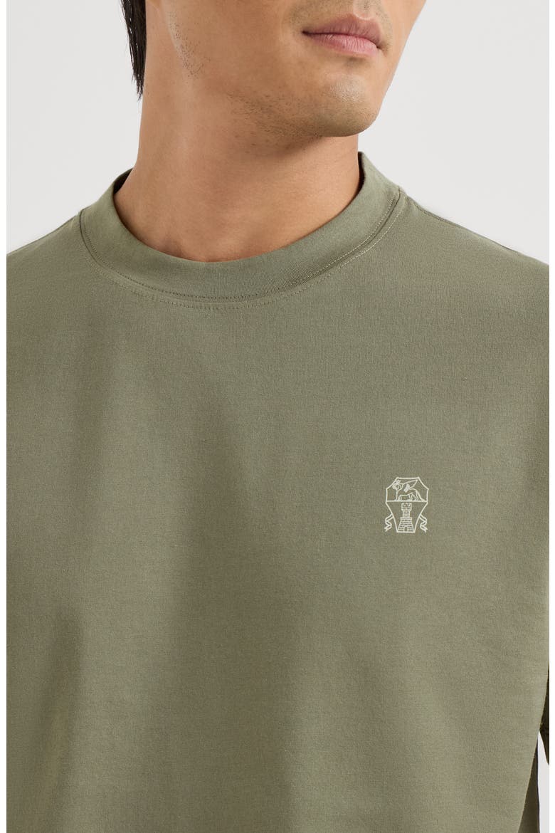 Cotton jersey crew neck T-shirt with logo, Alternate, color, Green
