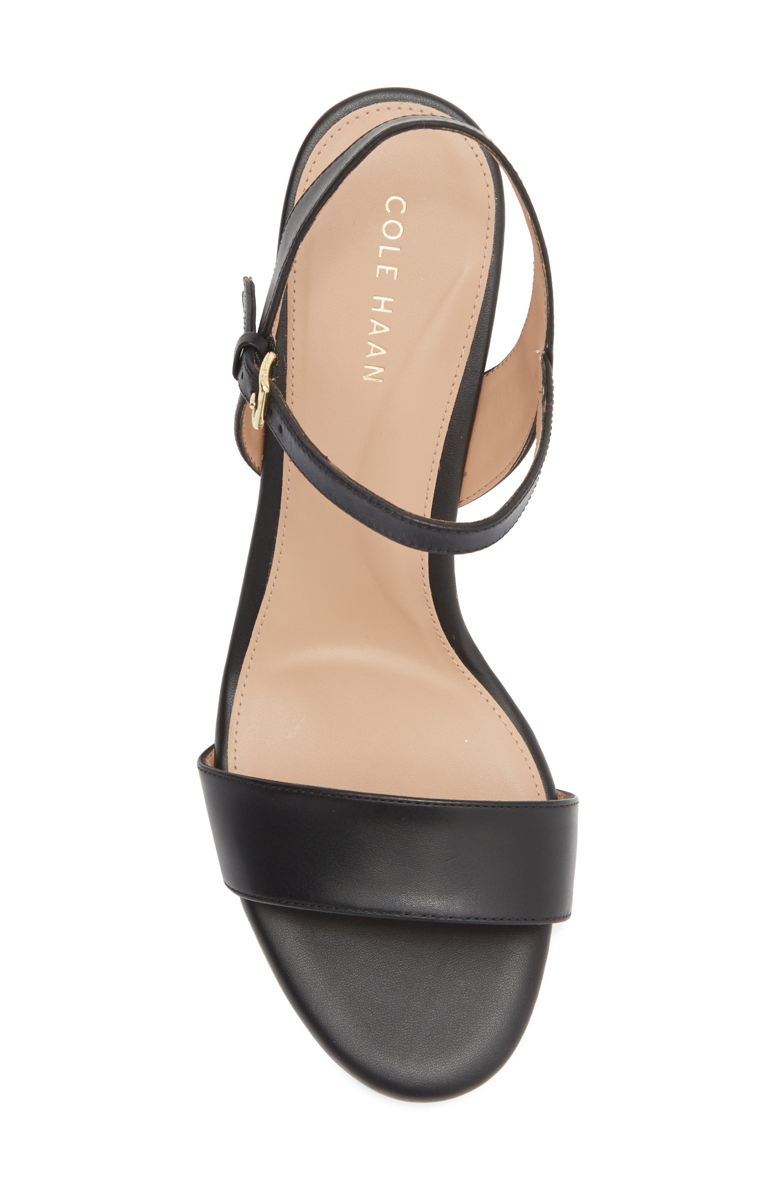 Cole Haan Josie Block Heel Sandal, Alternate, color, Black Leather / Woven