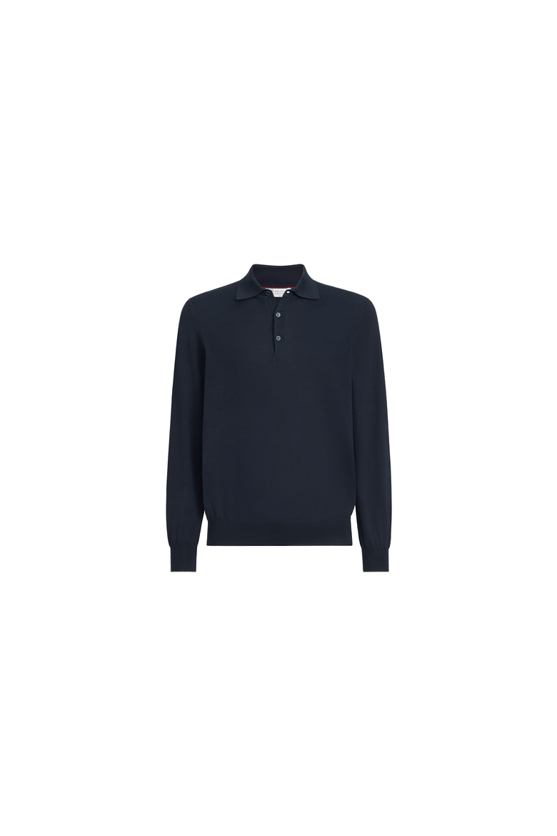 Cotton lightweight knit polo shirt, Alternate, color, Navy Blue