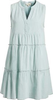 Elan Tiered Cotton Blend Cover-Up Dress