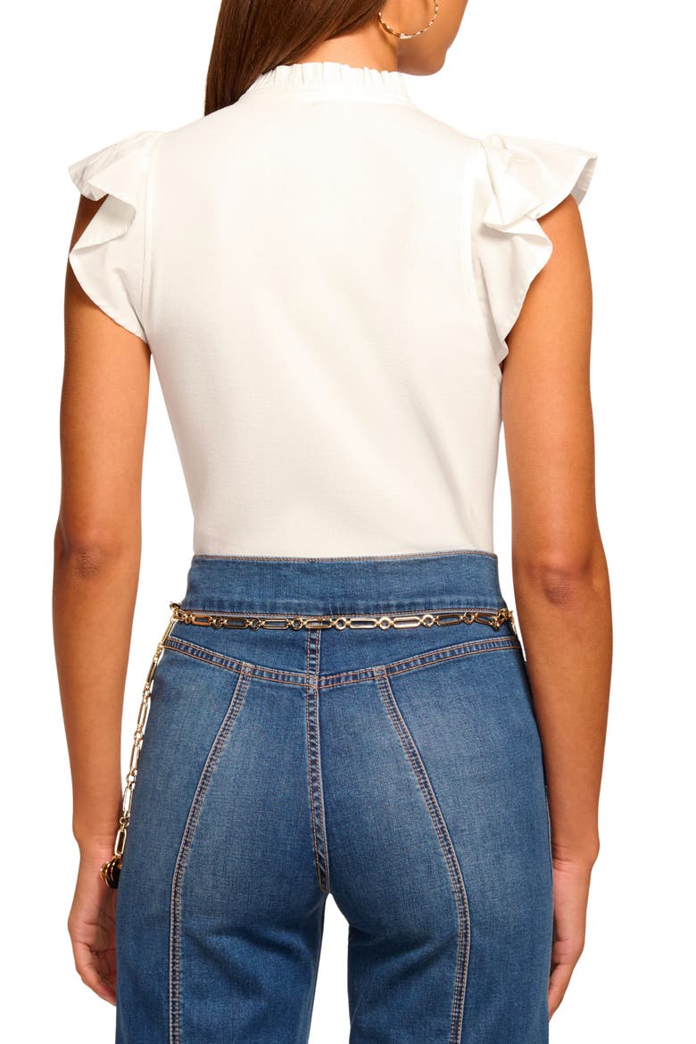 Monroe Ruffle Trim Top, Alternate, color, IVORY