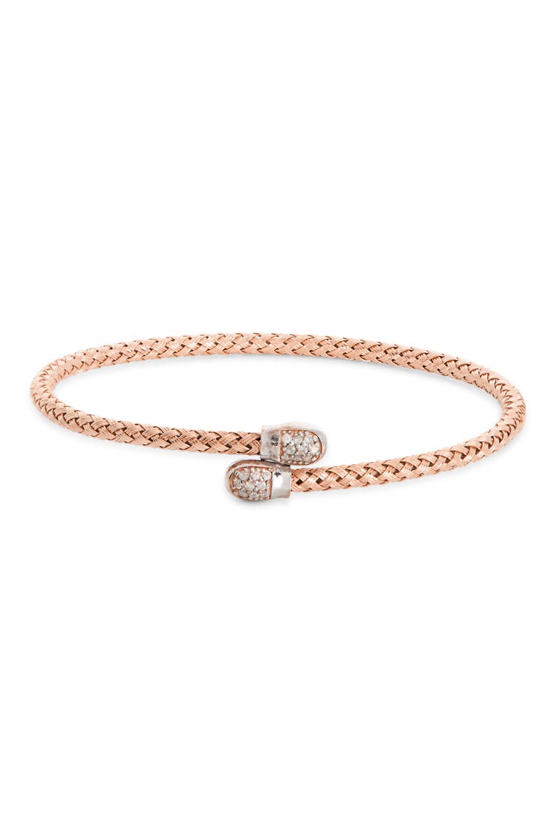 Diamond Woven Cuff Bracelet, Main, color, ROSE GOLD