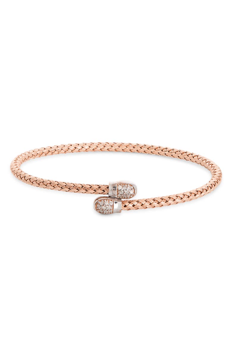 MESHMERISE Diamond Woven Cuff Bracelet, Main, color, Rose Gold