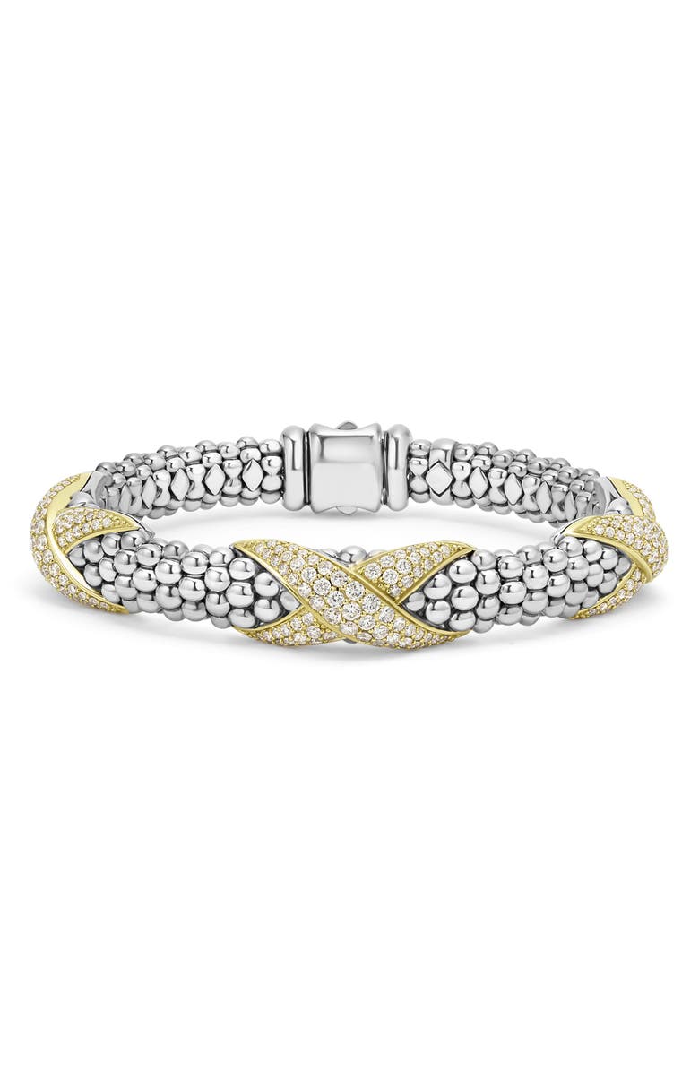 LAGOS Embrace Pavé Diamond Station Bracelet, Main, color, Silver