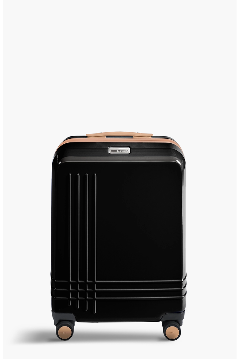 Large Carry-On Luggage, Main, color, Black Gloss / Tan Trim
