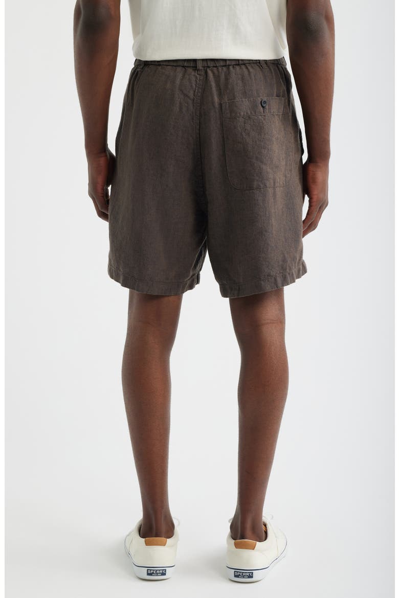 Pull-On Linen Shorts, Alternate, color, CHOCOLATE