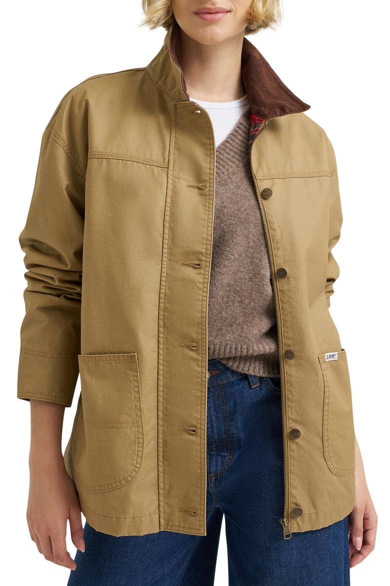 Cotton Chore Coat, Main, color, DARK KHAKI
