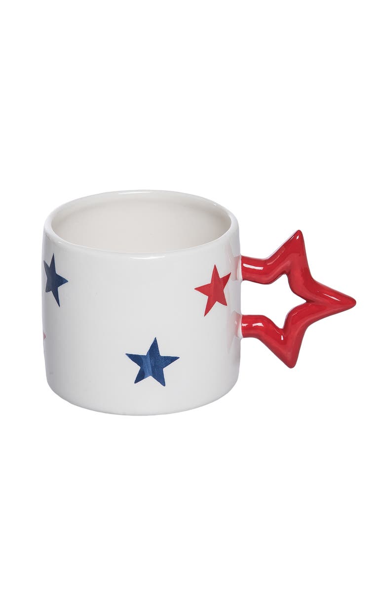 Transpac Ceramic Star Mug Multicolored for Patriotic Serving and Entertaining, Main, color, Multicolored