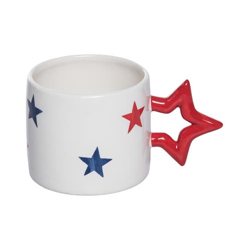 Ceramic Star Mug Multicolored for Patriotic Serving and Entertaining