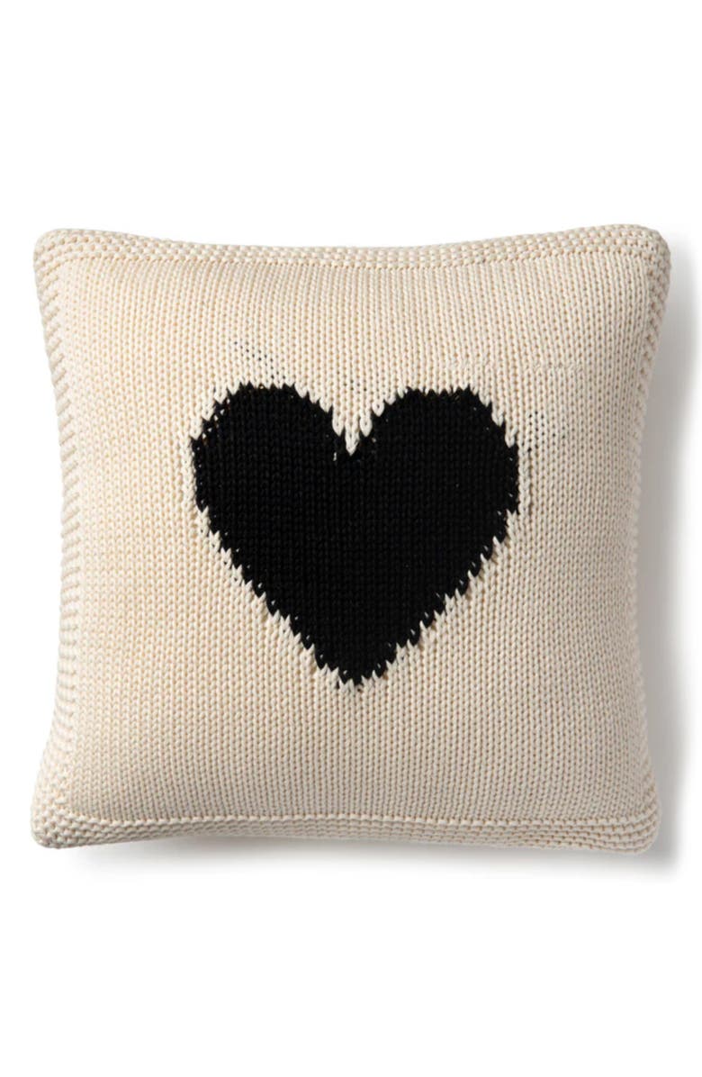 Domani Home Heart Cotton Accent Pillow, Main, color, Black