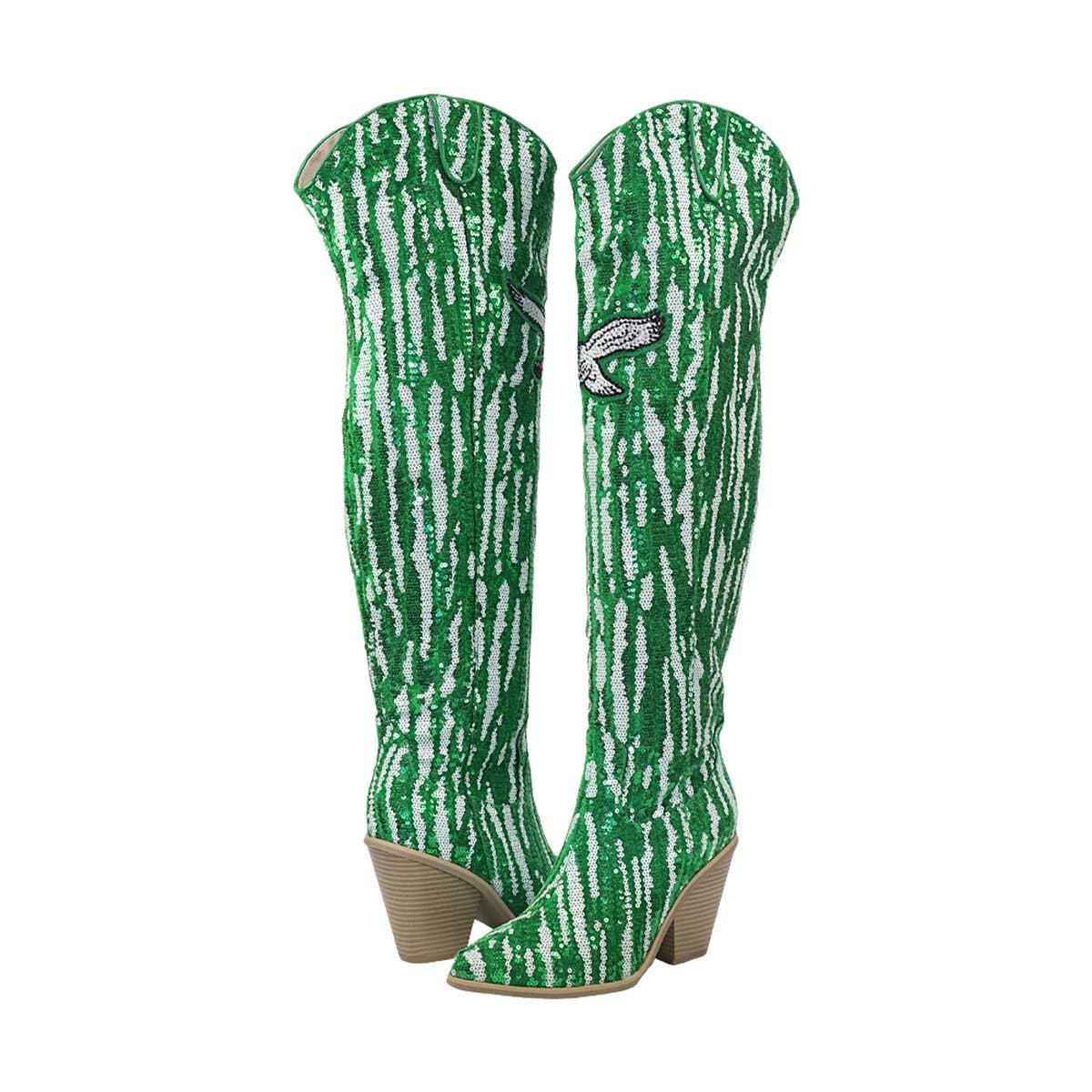 Philadelphia Eagles Over-the-Knee Two-Tone Sequin Boots, Alternate, color, Kelly Green
