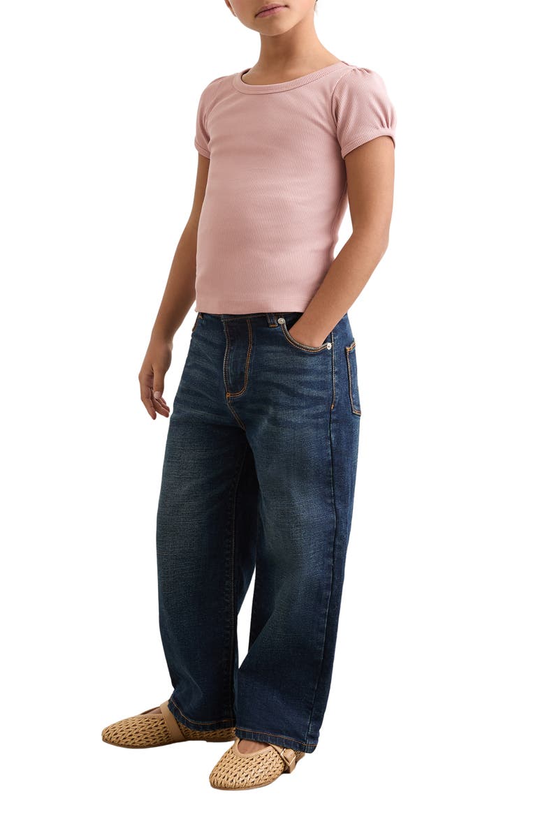 Kids' Ribbed Stretch Cotton Top, Alternate, color, PINK