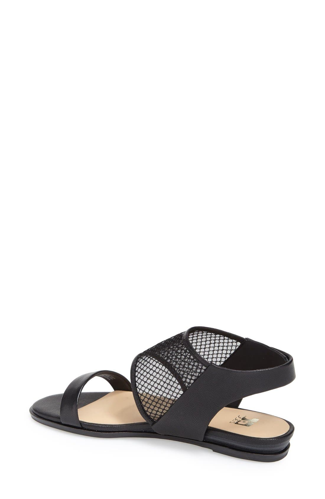 'Rochelle' Leather & Mesh Sandal, Alternate, color, BLACK