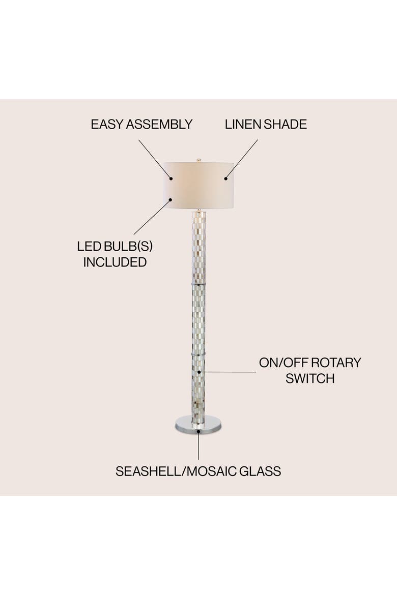 Liam Seashell Mosaic LED Floor Lamp, Alternate, color, Cream/Chrome