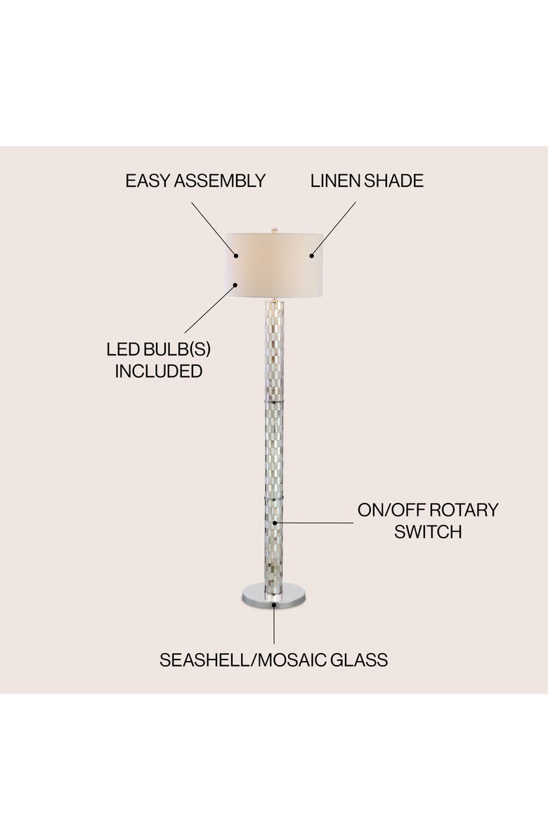 JONATHAN Y Liam Seashell Mosaic LED Floor Lamp, Alternate, color, Cream/Chrome