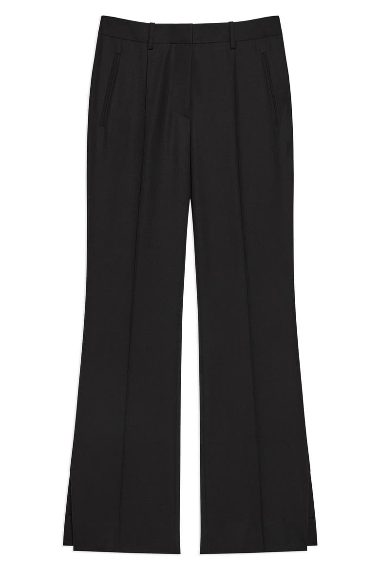 Wool Gabardine Bootcut Pants, Alternate, color, BLACK