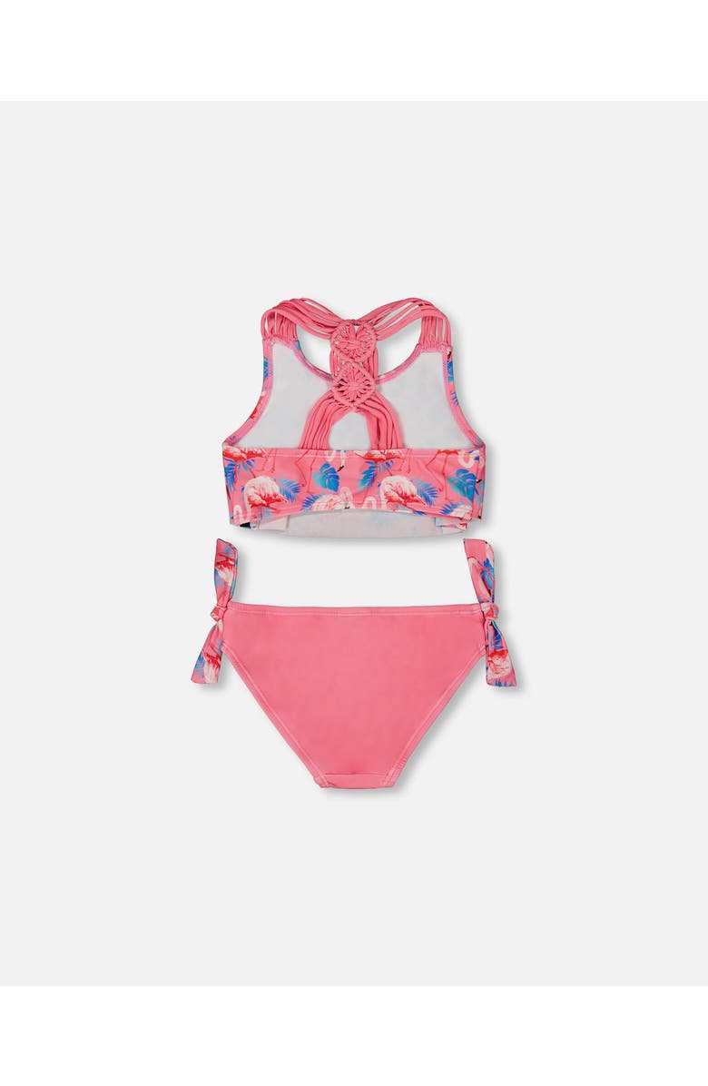 Deux par Deux Girl's Printed Two-Piece Swimsuit Candy Pink And Pink Flamingo, Alternate, color,