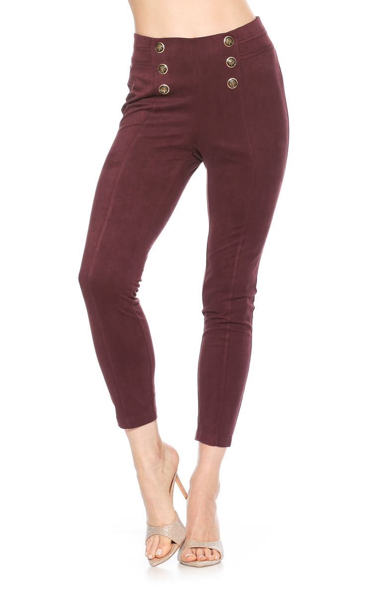Alexia Admor Feyja Faux Suede Leggings, Alternate, color, Burgundy
