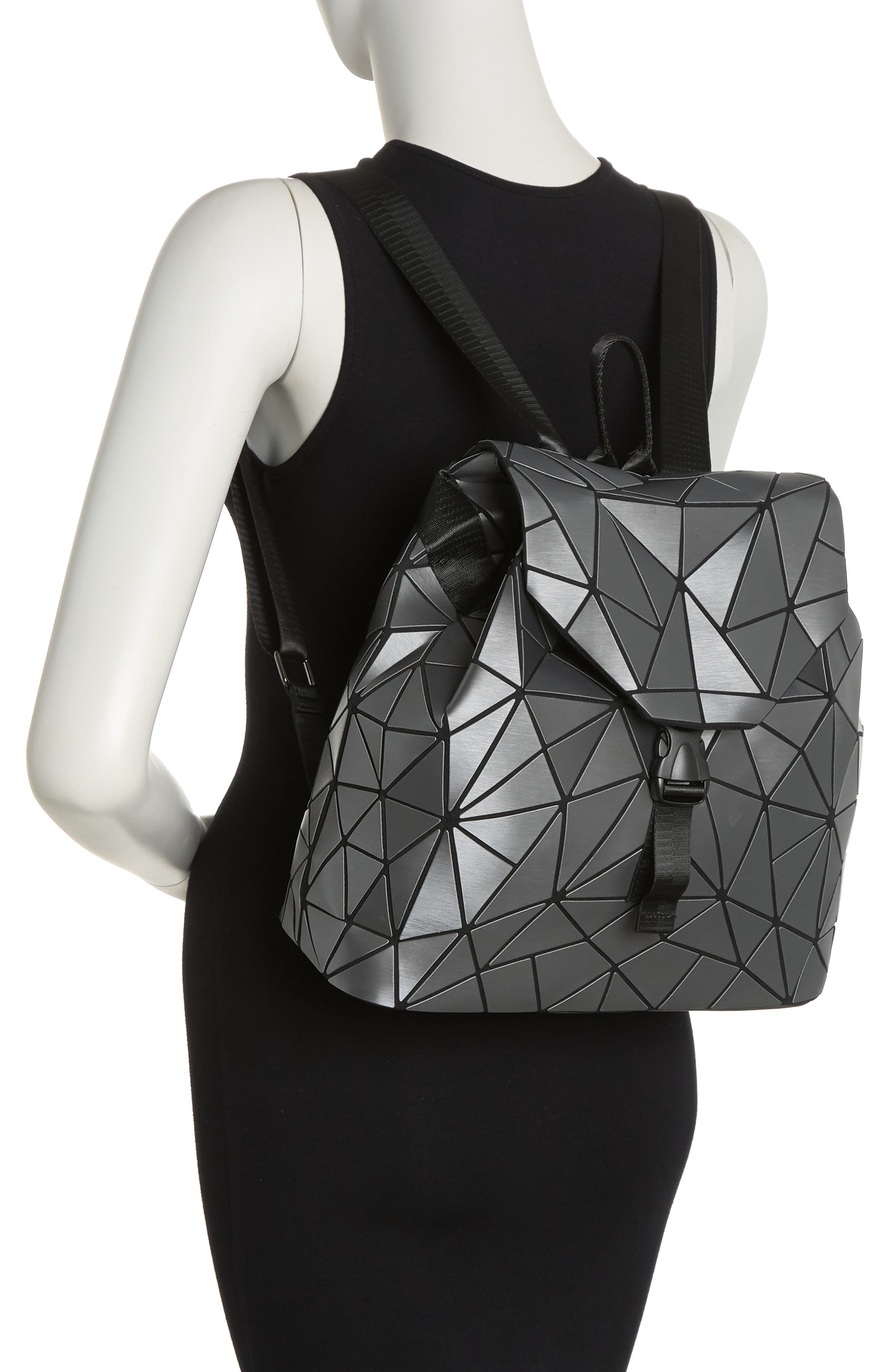 Slanted Triangle Backpack, Alternate, color, MATTE CHARCOAL