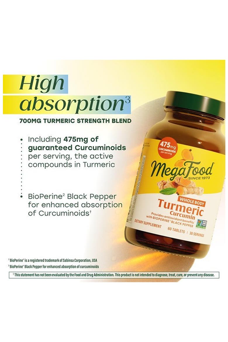 Whole Body Turmeric Curcumin Supplement with Black Pepper & Vitamin C, Vegan, 120 Tablets, Alternate, color, None