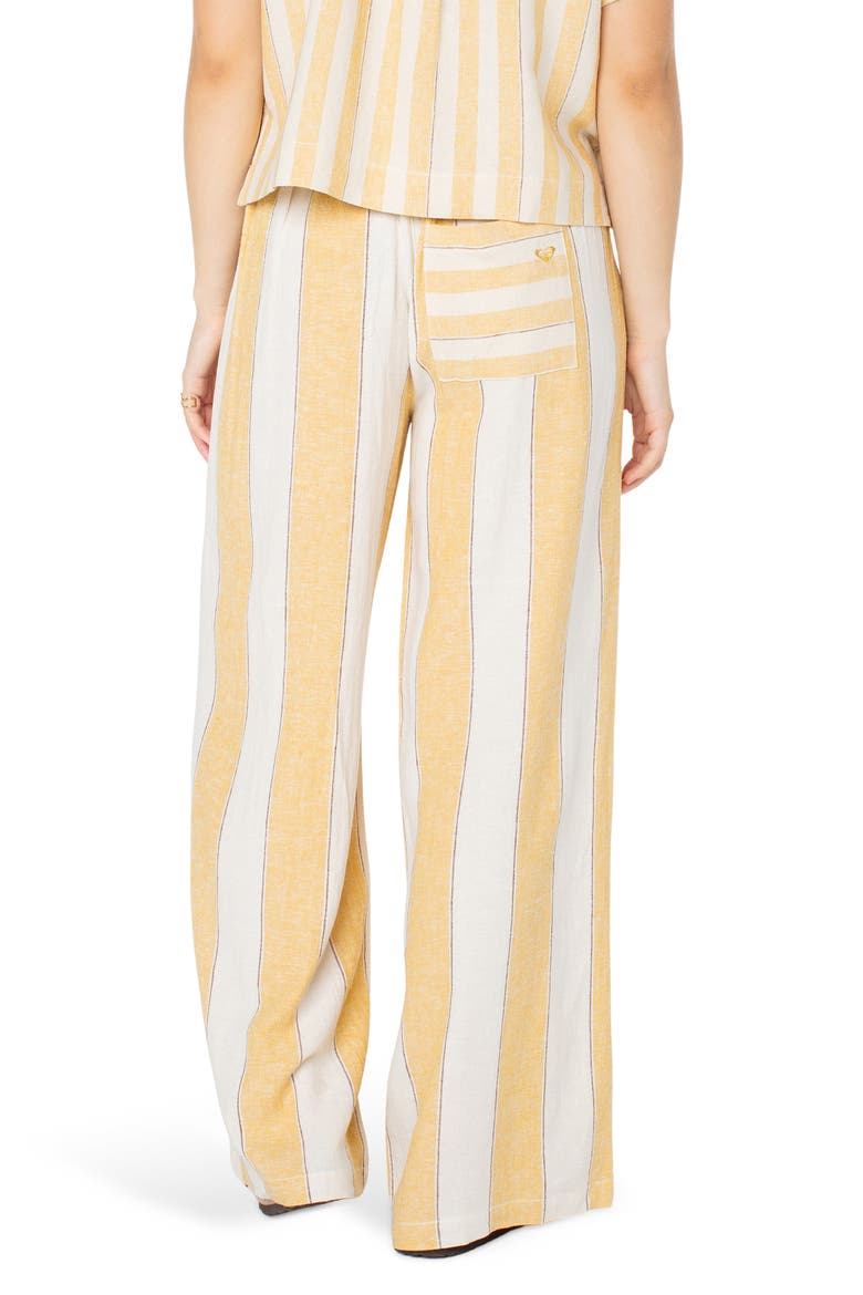 Adrian Stripe Wide Leg Linen Blend Pants, Alternate, color, AMBER GOLD JUNGLE STRIPE