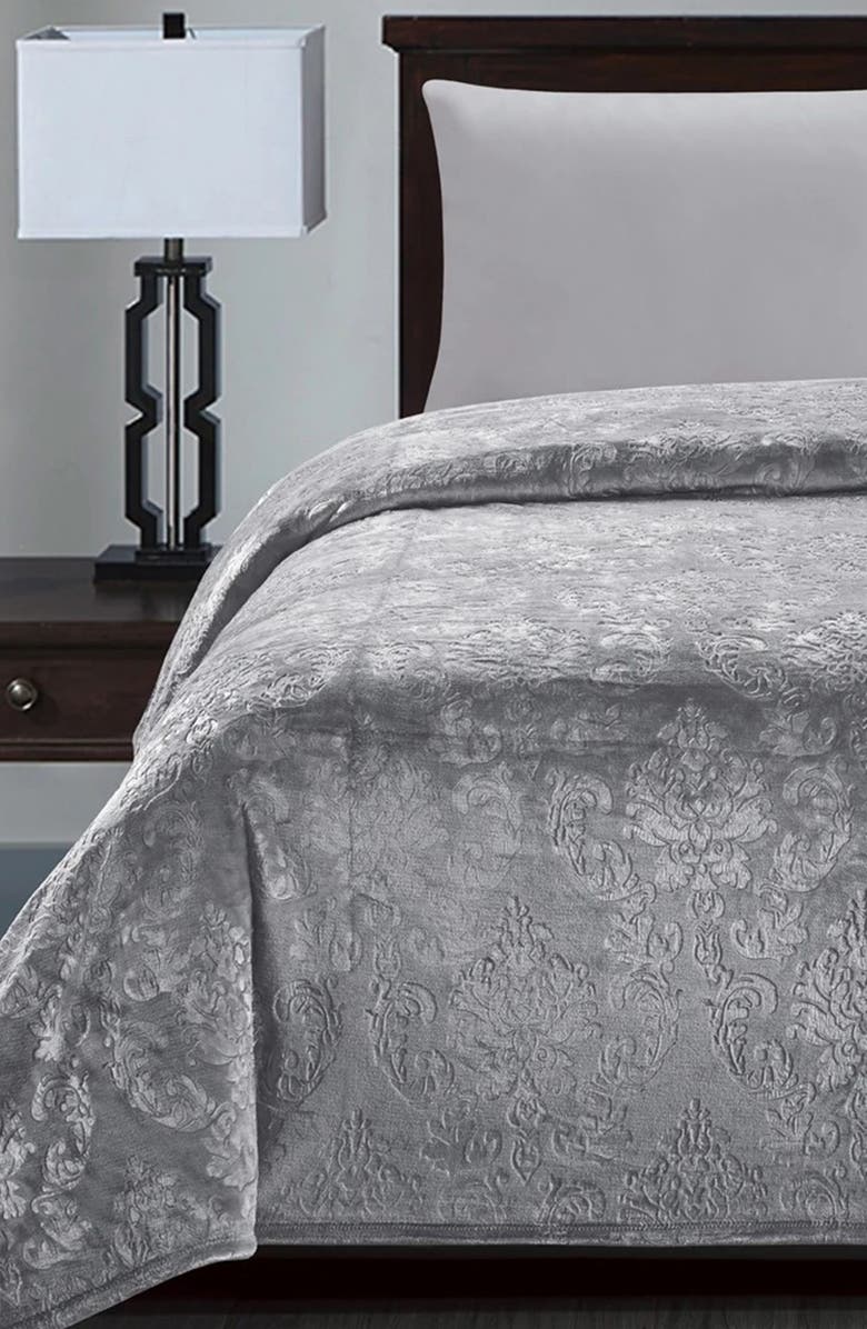 Luxury Home Embossed Versailles Throw Blanket, Alternate, color, Grey
