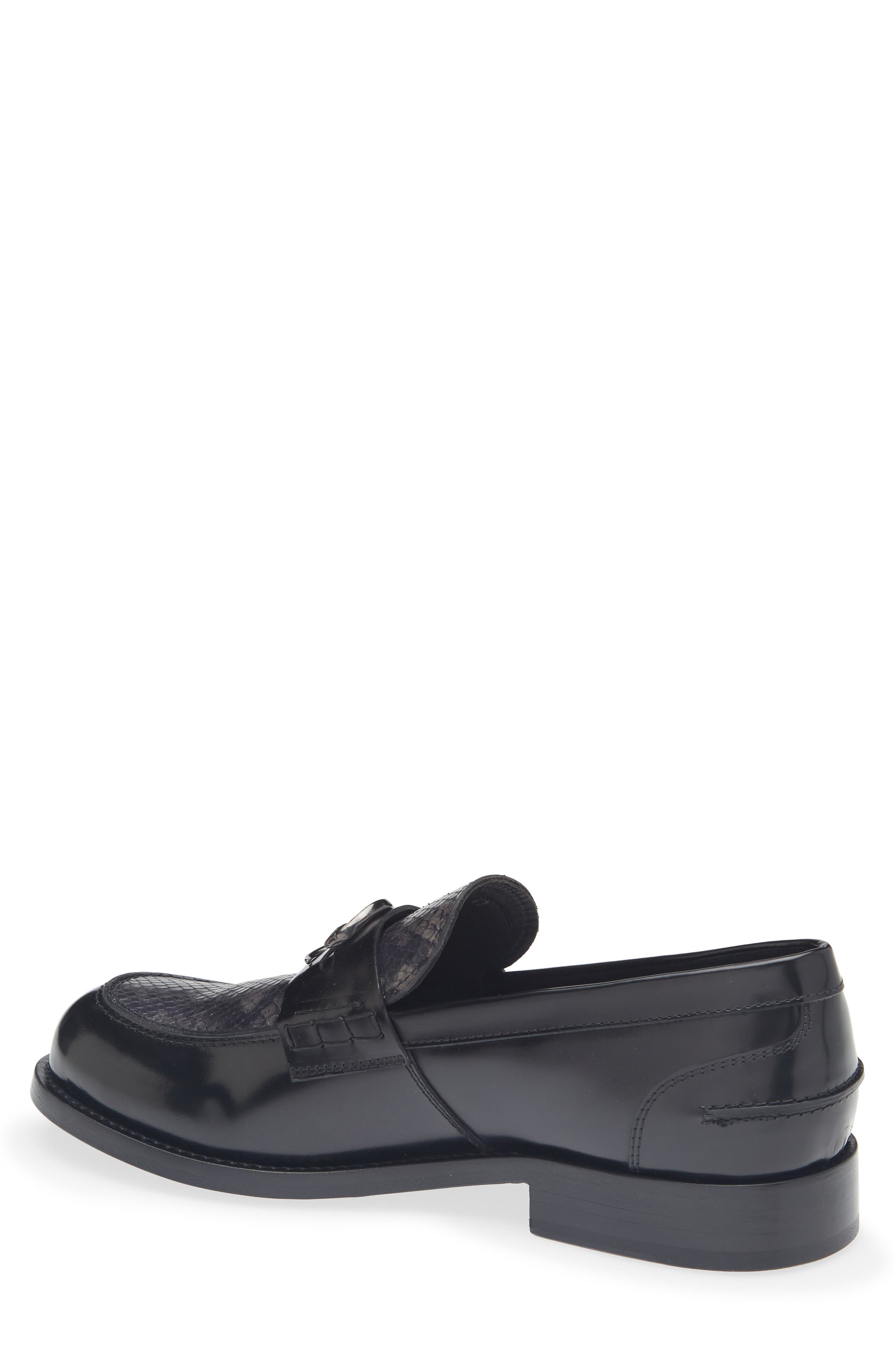 Ford Snake Embossed Leather Loafer, Alternate, color, BLACK/ DARK GREY