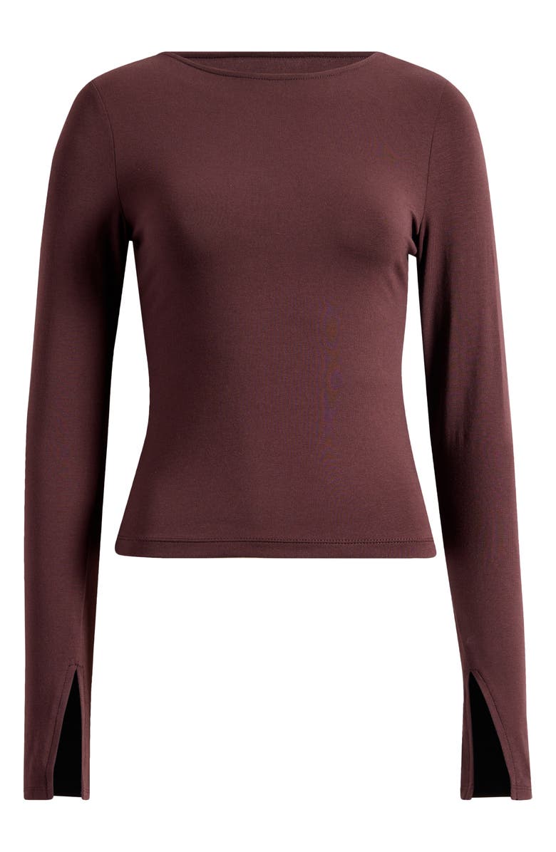 Madewell Long Sleeve Scoop Back T-Shirt, Alternate, color, Chocolate Raisin