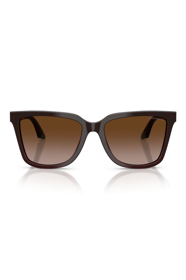 55mm Irregular Sunglasses, Main, color, SHINY TRANSPARENT BROWN/ TEAL