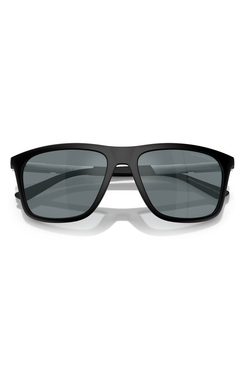 Emporio Armani 57mm Mirrored Square Sunglasses, Alternate, color, Black / Grey Mirror Black
