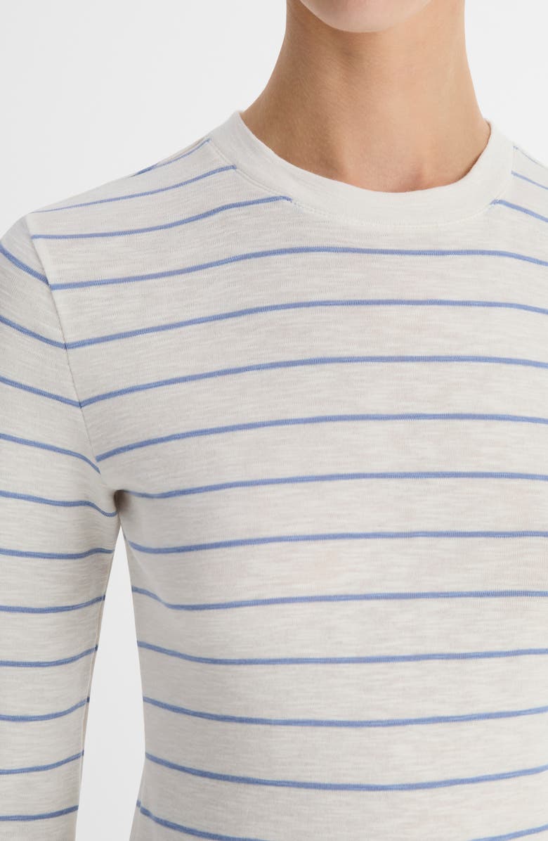 Vince Stripe Long Sleeve Cotton
Modal Crewneck Top, Alternate, color, Pacific Opal Combo